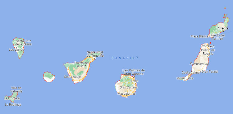 Kaart Canarische eilanden